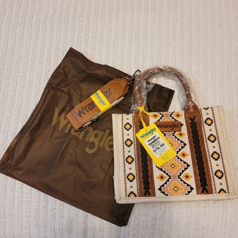 NWT Wrangler Southwestern Aztec Dual Sided Mini Tote Purse Bag Shoulder Strap
